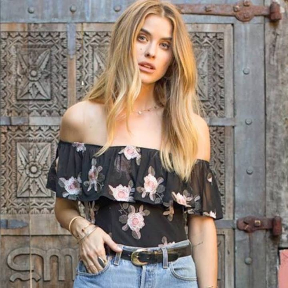 NWT Band of Gypsies Floral Embroidered
Mesh Bodysuit - Picture 2 of 3